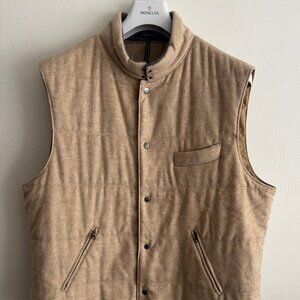 $2500 RARE Qiviuk Quilted Cream/Beige Cashmere Qiviut(Musk Ox Wool) Vest - 44